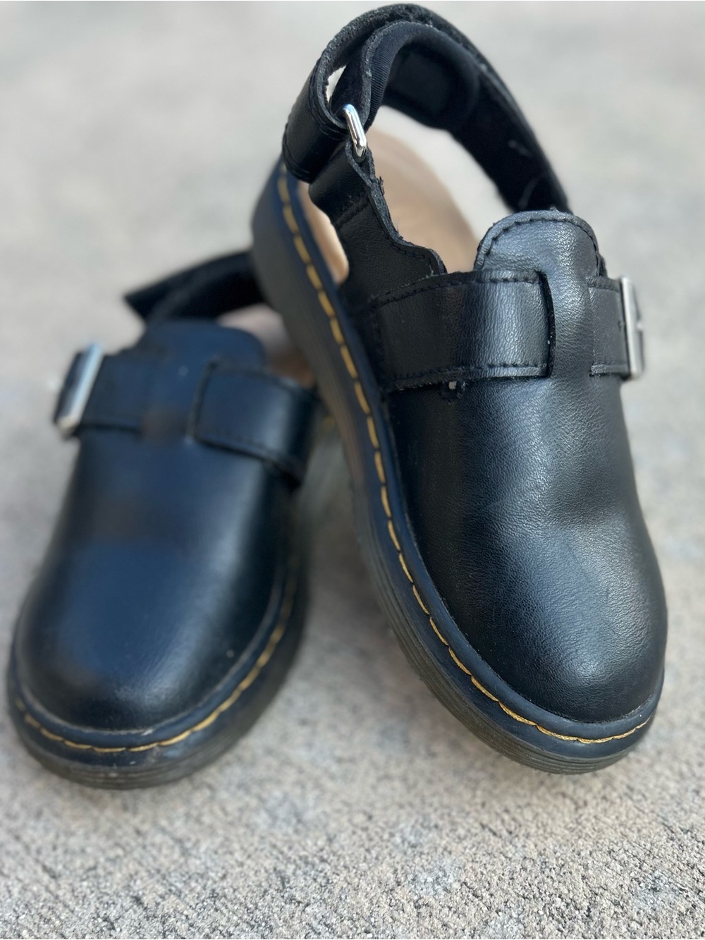 Dr martens Kids Black Leather Buckle Clog - Comfortable Slip-On Shoe size 11